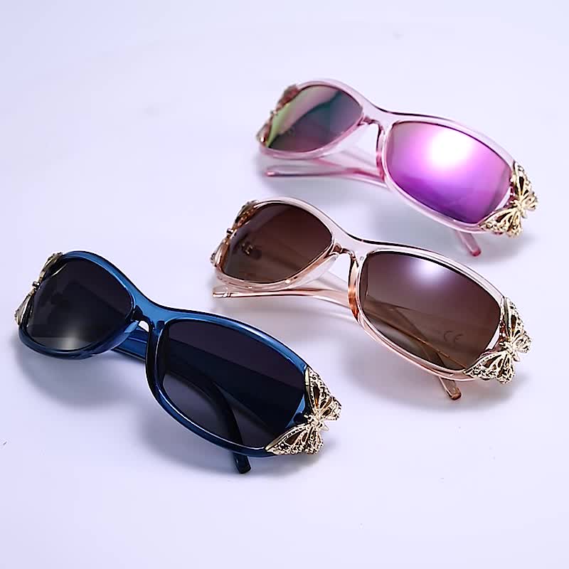 FASHION LARGE FRAME METAL BUTTERFLY POLARIZED SUNGLASSES