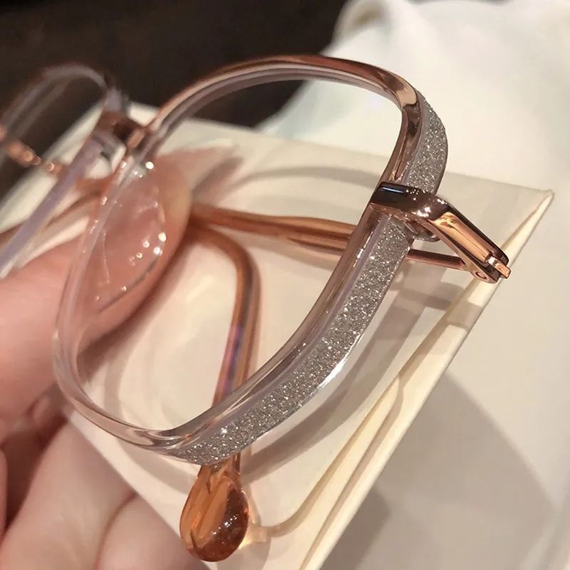 Fashionable Fine Glitter Frame Color Changing Blue Light Blocking Reading Glasses