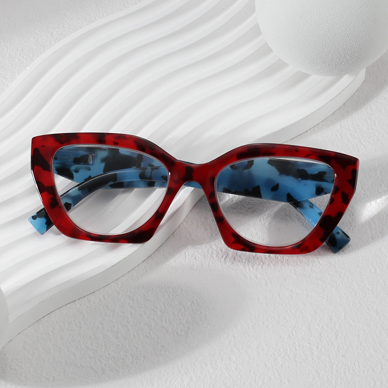 WOMEN'S FASHION CAT EYE LARGE FRAME FLOWER ANTI-BLUE LIGHT GLASSES