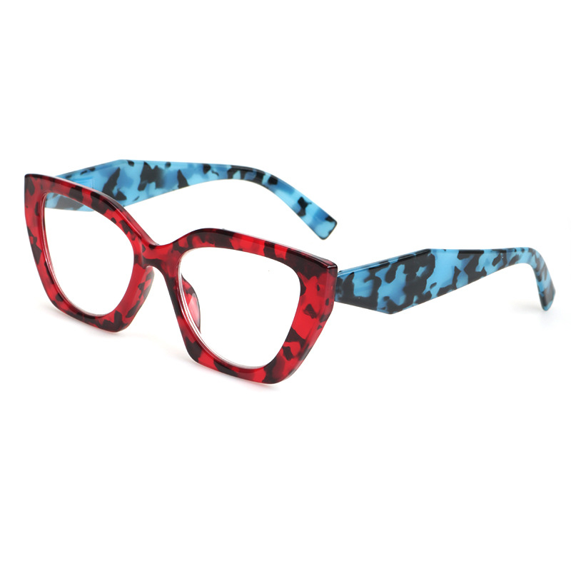WOMEN'S FASHION CAT EYE LARGE FRAME FLOWER ANTI-BLUE LIGHT GLASSES