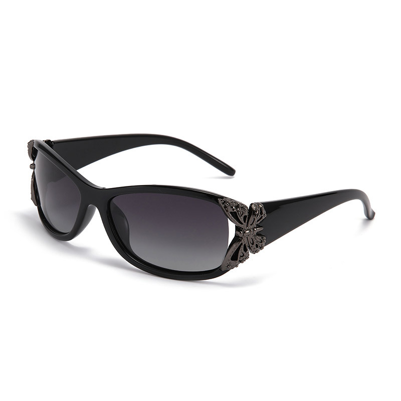 FASHION LARGE FRAME METAL BUTTERFLY POLARIZED SUNGLASSES
