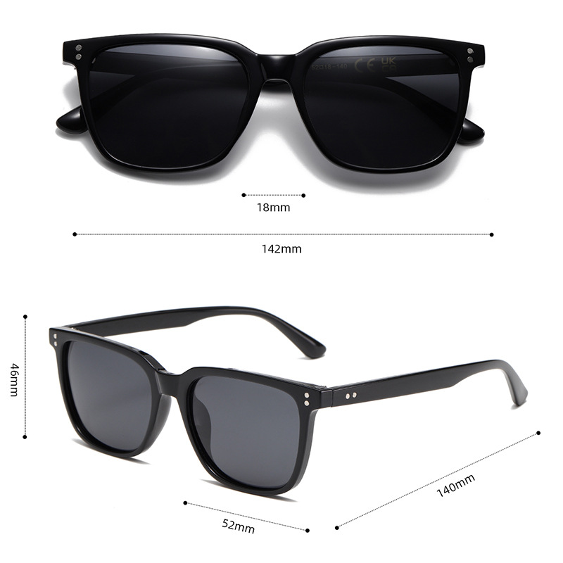 FASHIONABLE BEIGE SQUARE FRAME POLARIZED SUNGLASSES