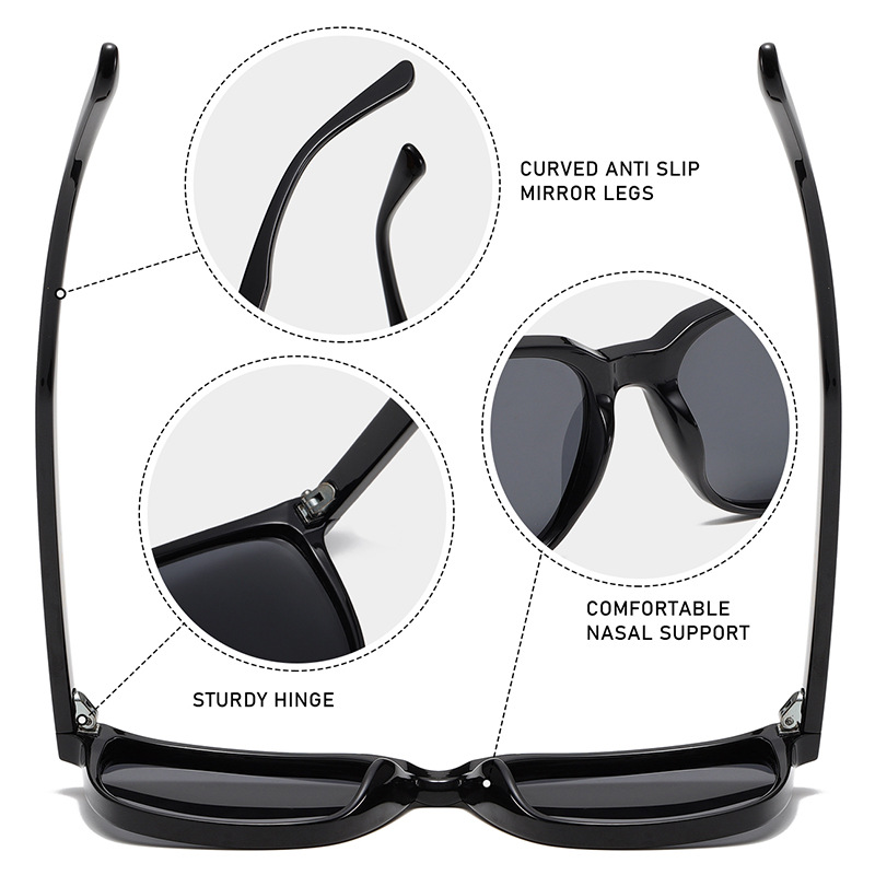 FASHIONABLE BEIGE SQUARE FRAME POLARIZED SUNGLASSES