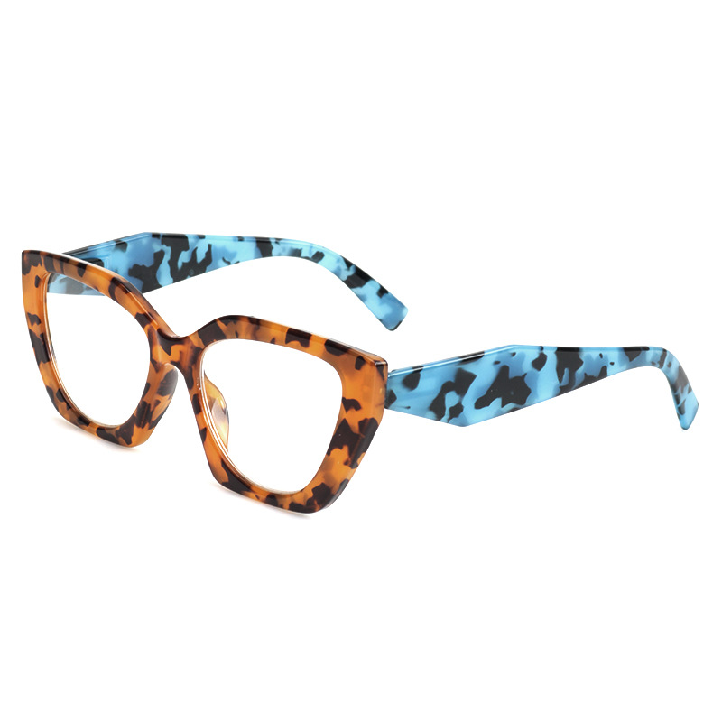 WOMEN'S FASHION CAT EYE LARGE FRAME FLOWER ANTI-BLUE LIGHT GLASSES