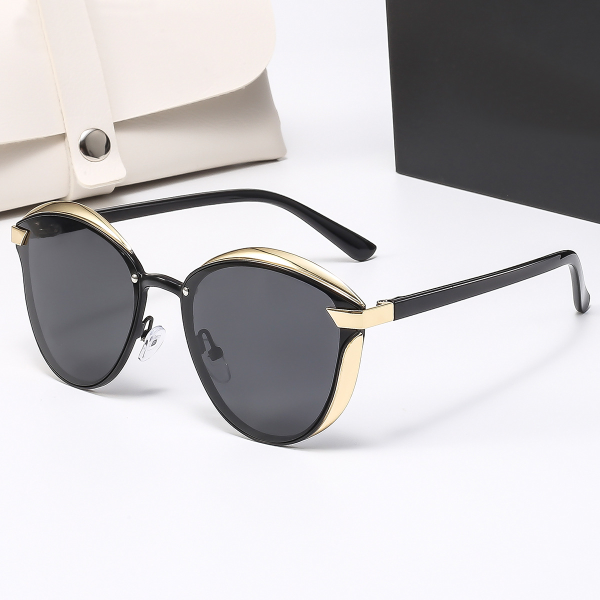 FASHION CAT-EYE METAL POLARIZED SUNGLASSES