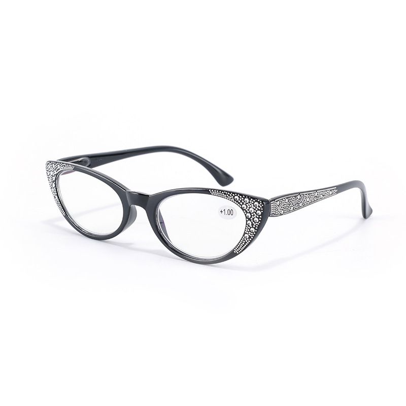 RHINESTONE-TRIMMED CAT-EYE READING GLASSES