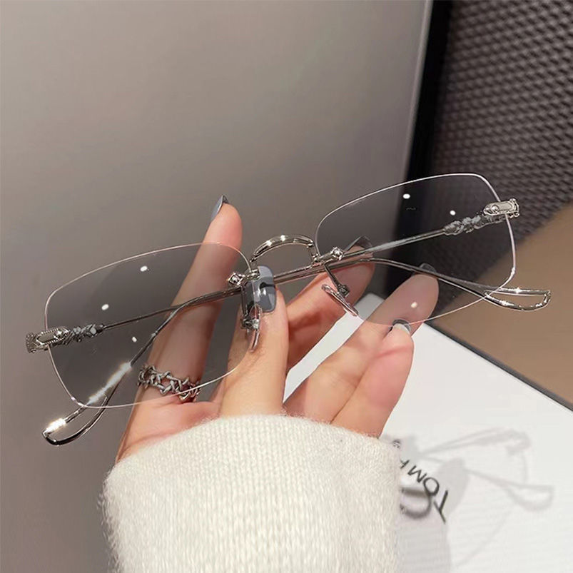 OPTIGEMS 2024 New business rimless metal color-changing glasses