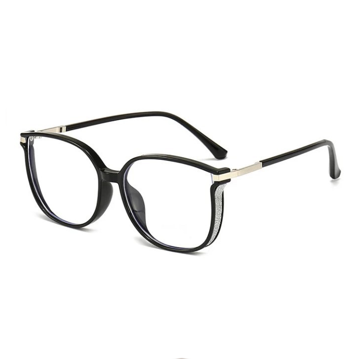 WOMEN'S FASHIONABLE LARGE FRAME FLASH DIAMOND ANTI-BLUE LIGHT READING GLASSES