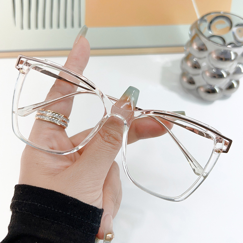 PRESCRIPTION-METAL-ACCENTED LARGE-FRAME NATURAL-LOOK READING GLASSES