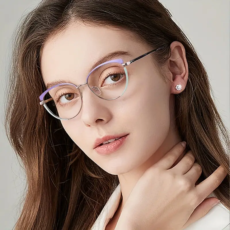 CAT-EYE METAL HOLLOW FRAME PHOTOCHROMIC MULTIFOCAL READING GLASSES
