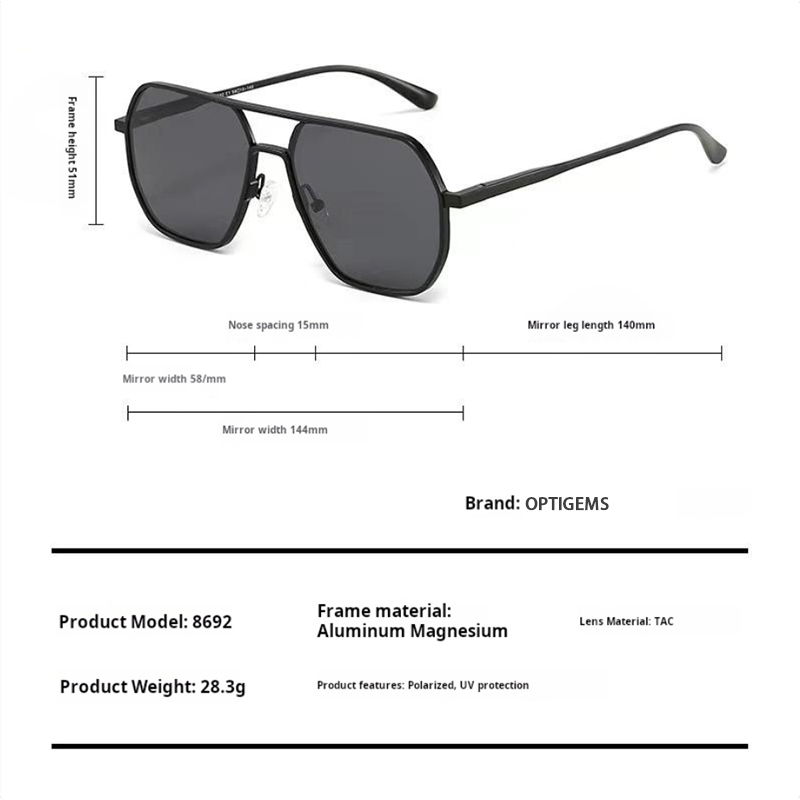 OPTIGEMS 2024 New sunglasses day-night dual-use polarized photochromic glasses driving fishing sunglasses