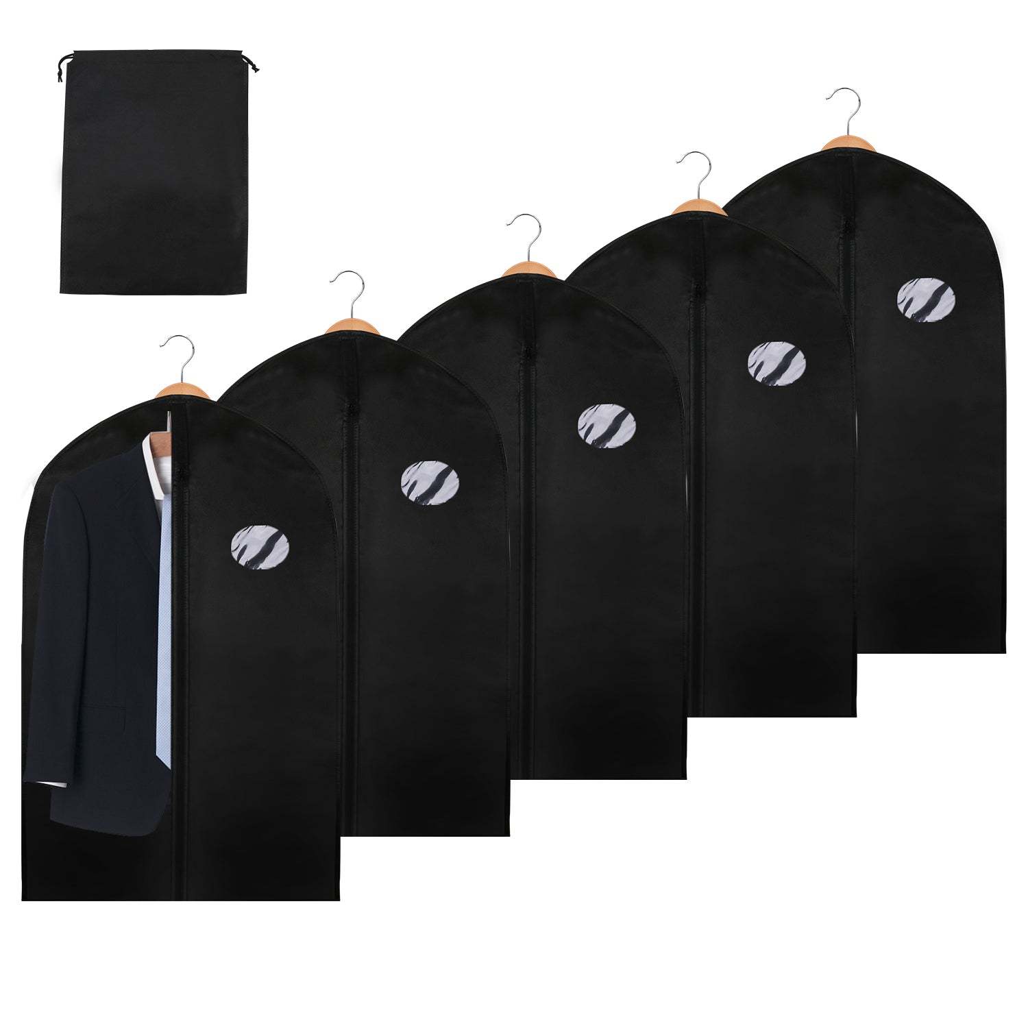 Pack of 5 suit garment bags including shoe bags