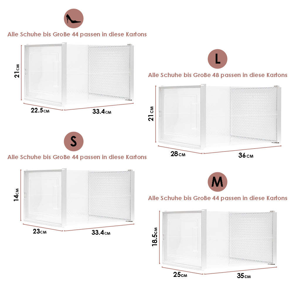 Shoe box with 6-8 boxes stackable