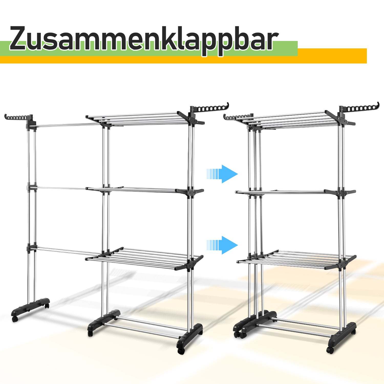 Clothes airer tower 4 levels with 2 folding wings