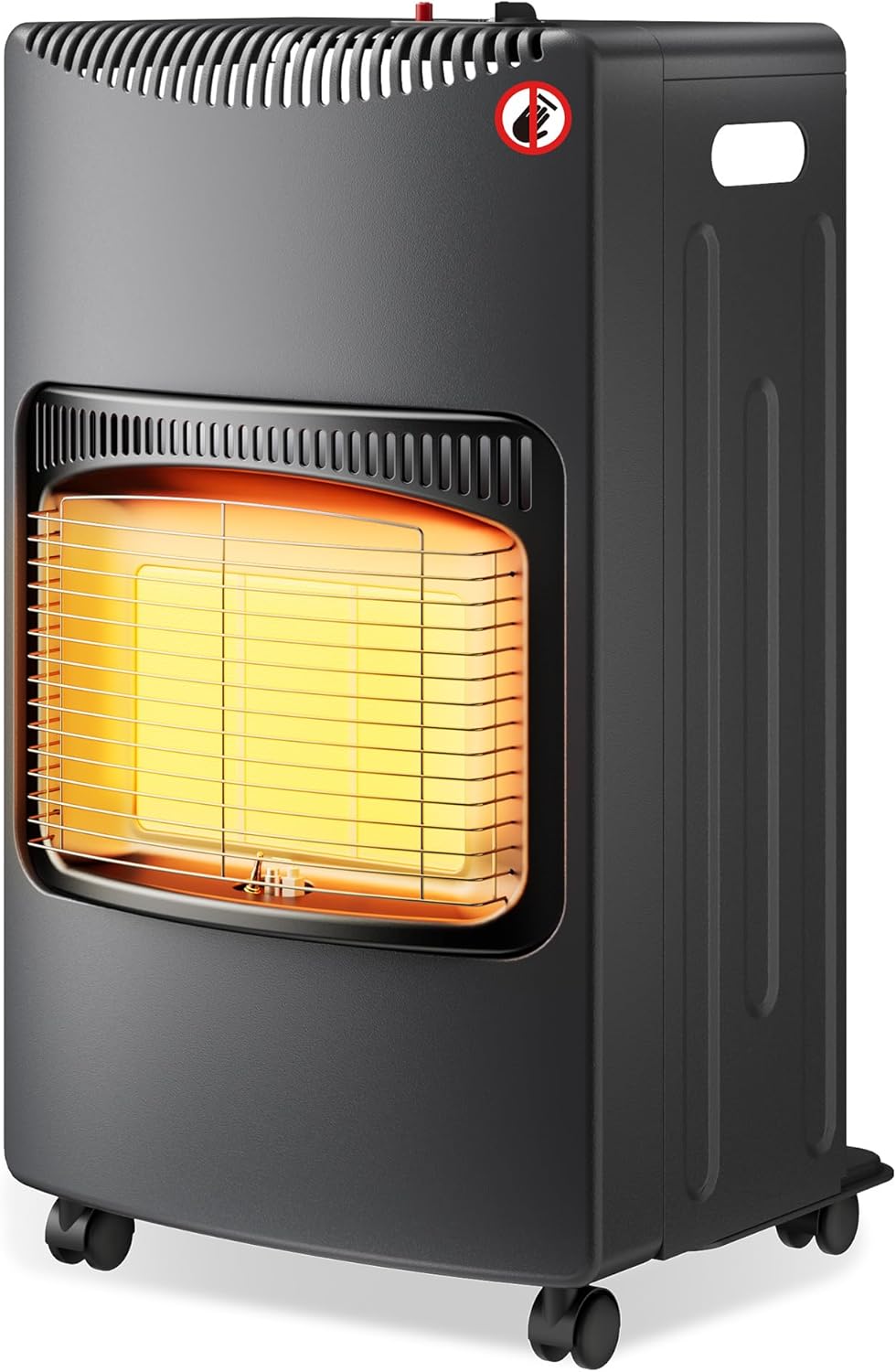 Mobile gas heater 4.2 kW, gas heater 42 x 45 x 75.7 cm, indoor heater with tip-over protection, ODS (Oxygen Depletion System) and wheels, gas heater compatible with a 13 kg gas cylinder