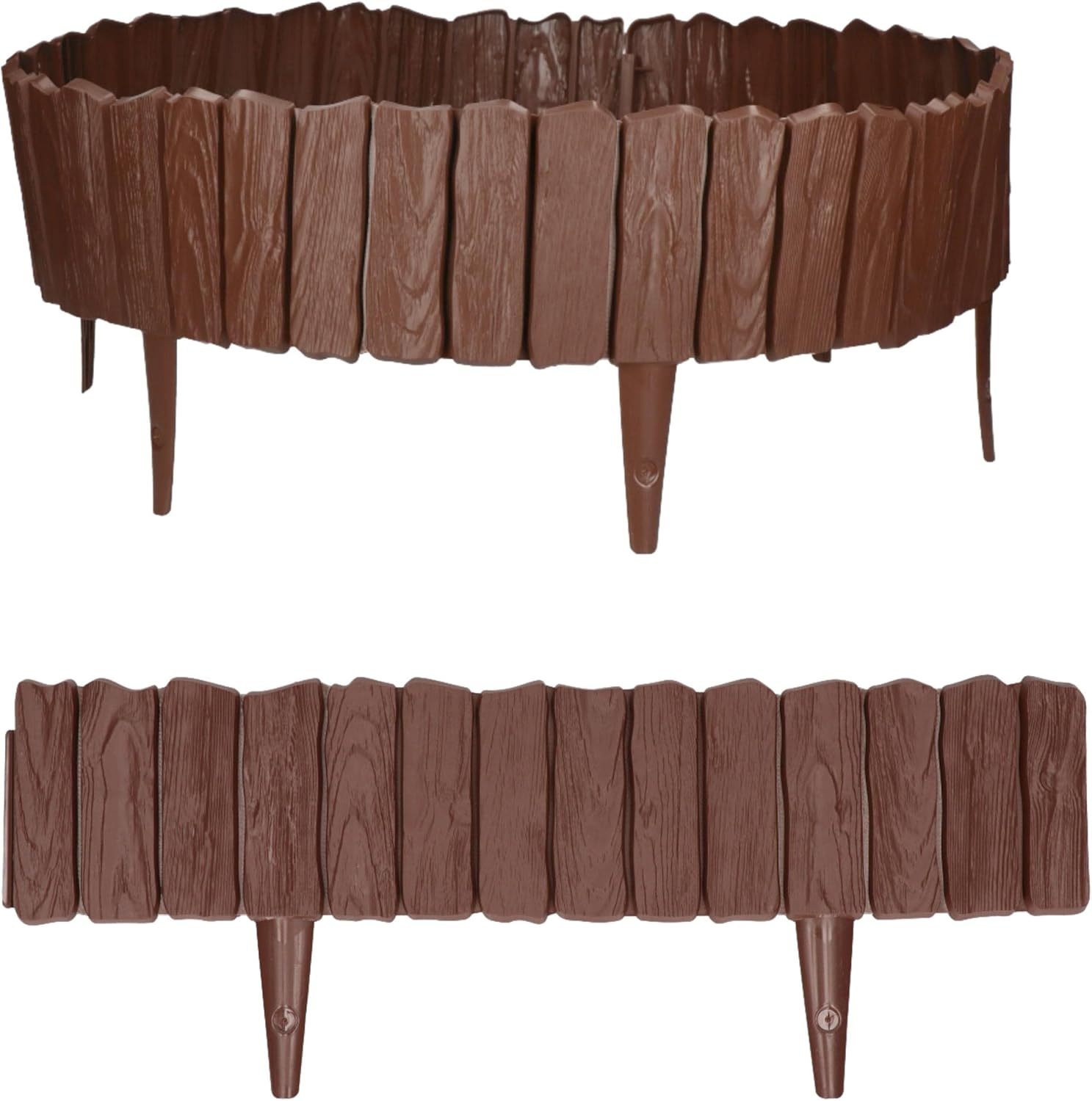 2.3 m Wood Effect Flower Bed Edging Lawn Edge Garden Palisade Fence