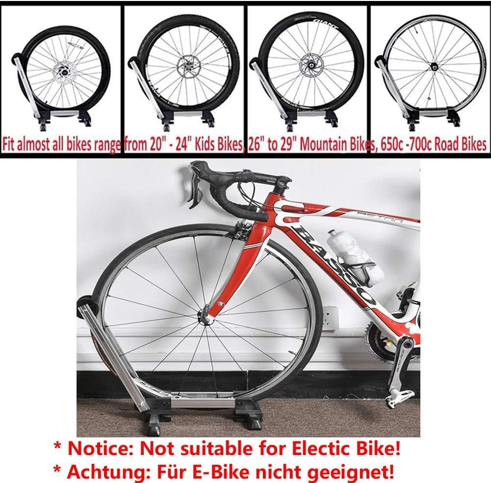 Sports Foldable Alloy Bicycle Storage Stand Bike Floor Parking Rack Wheel Holder Fit 20-29 inch Bikes Indoor Home Garage Using