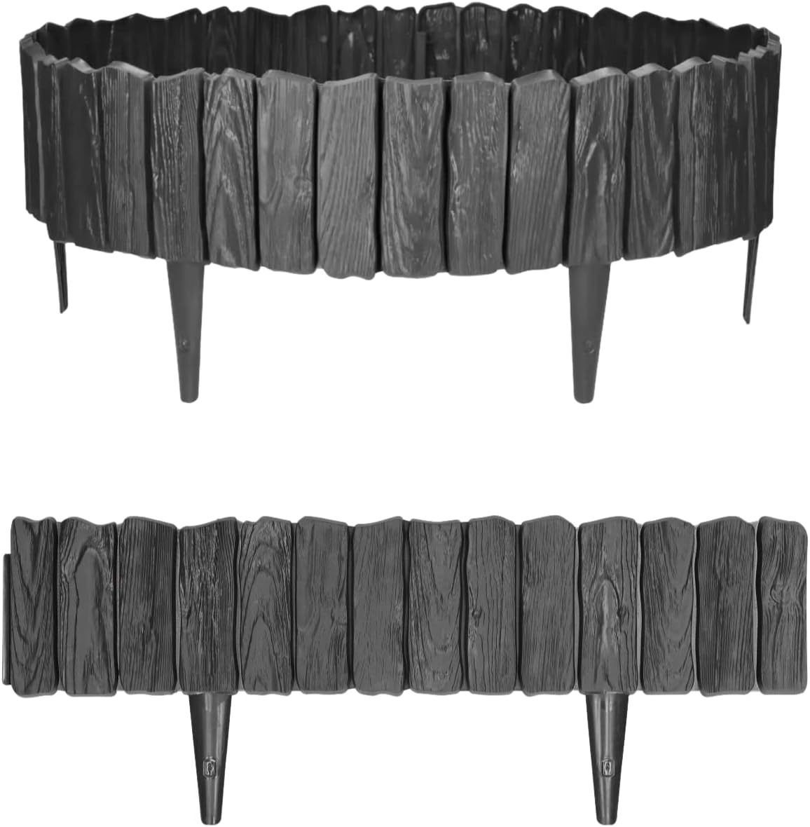 2.3 m Wood Effect Flower Bed Edging Lawn Edge Garden Palisade Fence