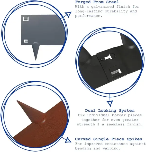 5pc Black Lawn Edging Kit – 5m x 8cm – Outdoor Garden Grass Flower Plant Bed Stone Path Patio Gravel Border Edging Rolls