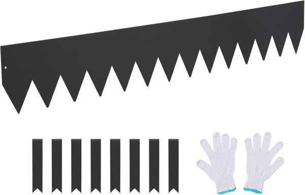 Lawn Edging 101.6 x 15.2 cm (Set of 6) Iron Lawn Edging Tape, Flower Bed Edging, Mowing Edge, Suitable for Outdoor Gardens, Paths, Lawns, Patios, Roadsides, and More, Black