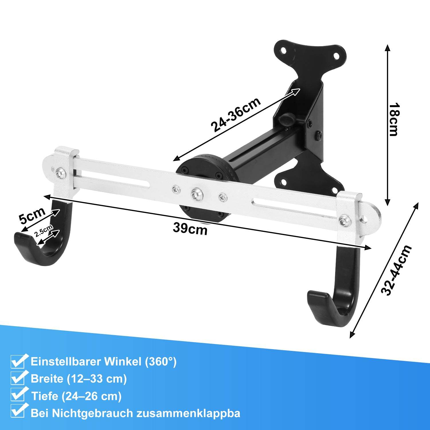 Bicycle mount wall foldable 360°