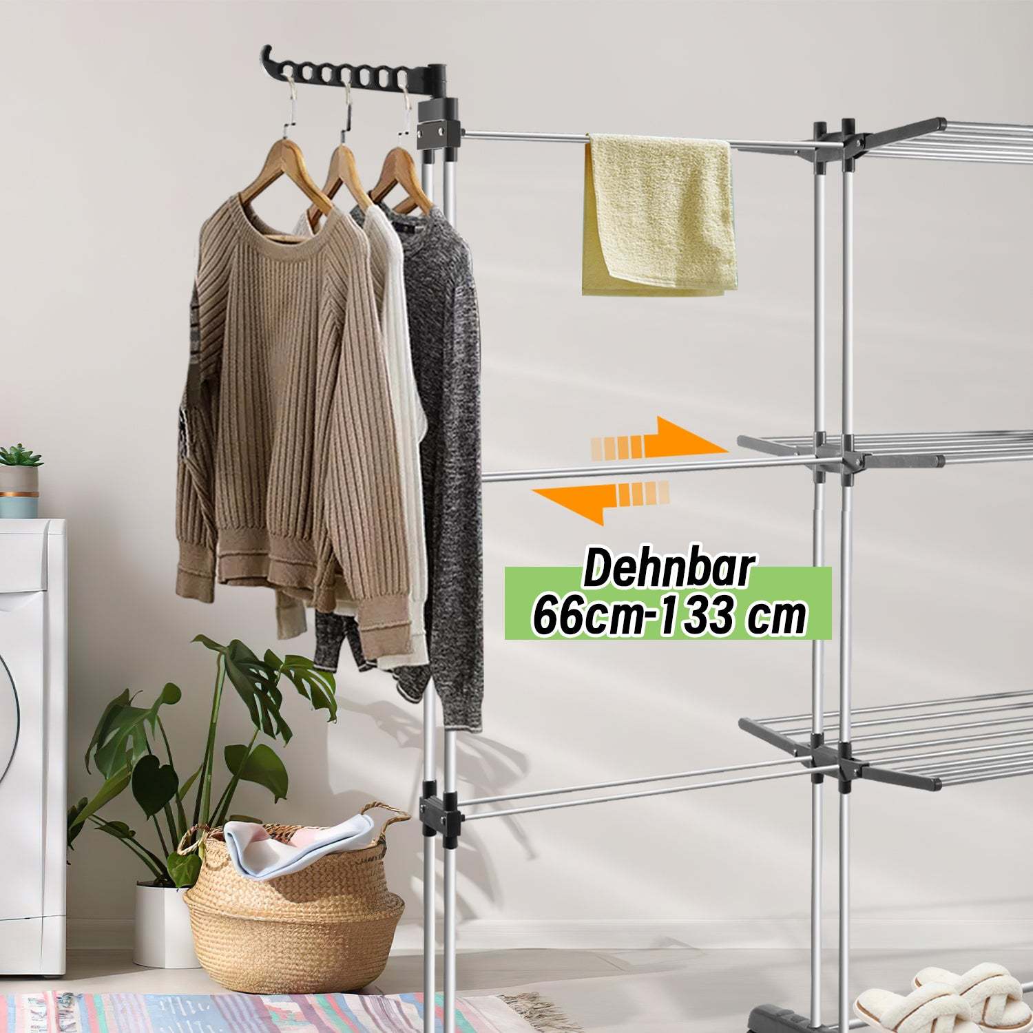 Clothes airer tower 4 levels with 2 folding wings