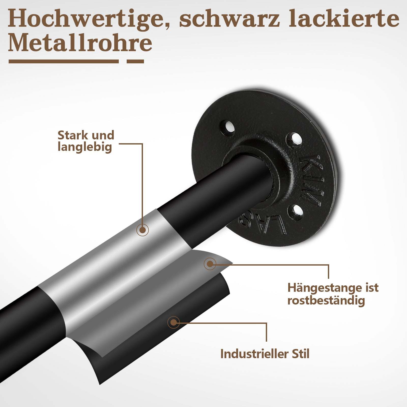 Wall mounted clothes rail 92cm