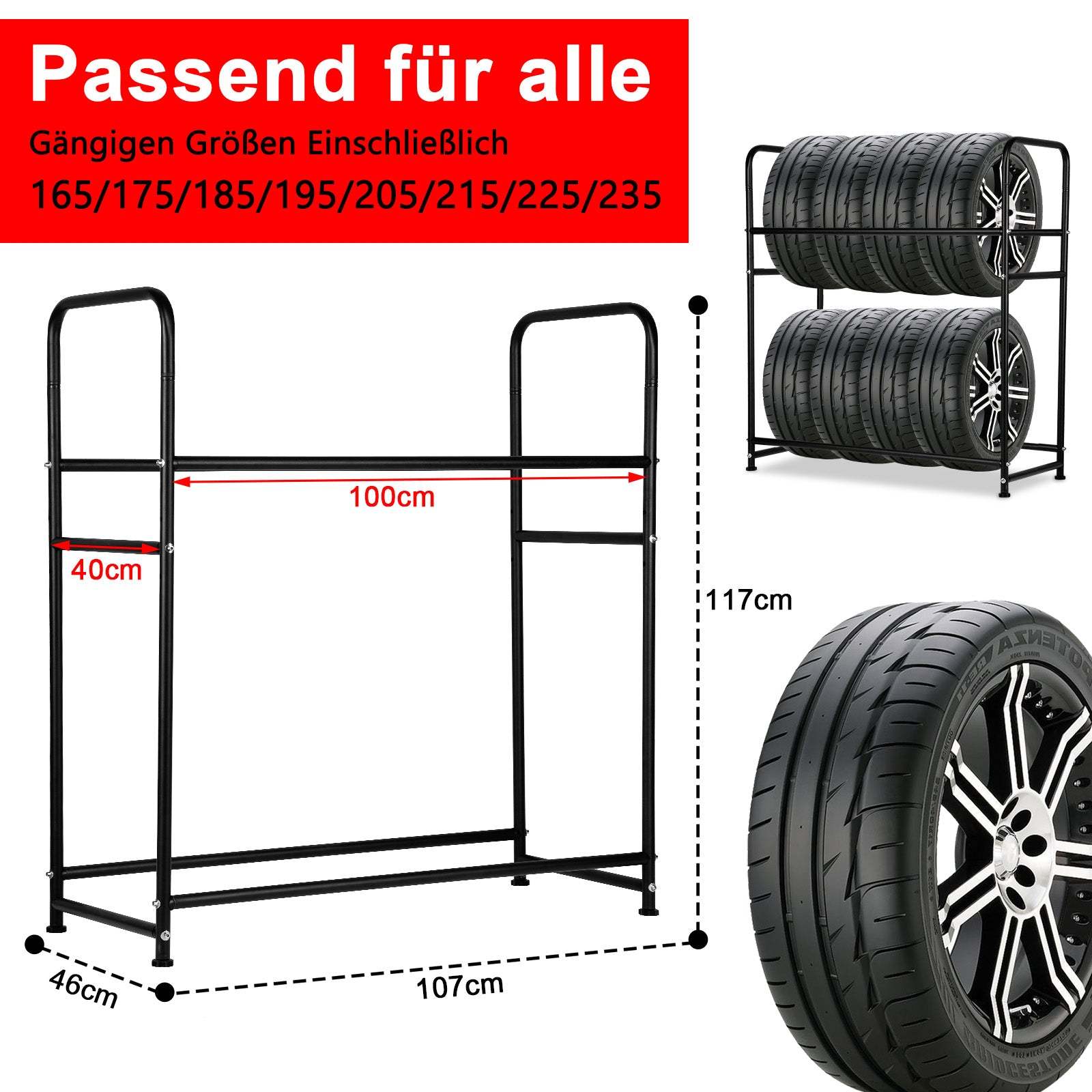 Tire rack tire stand for 8 tires