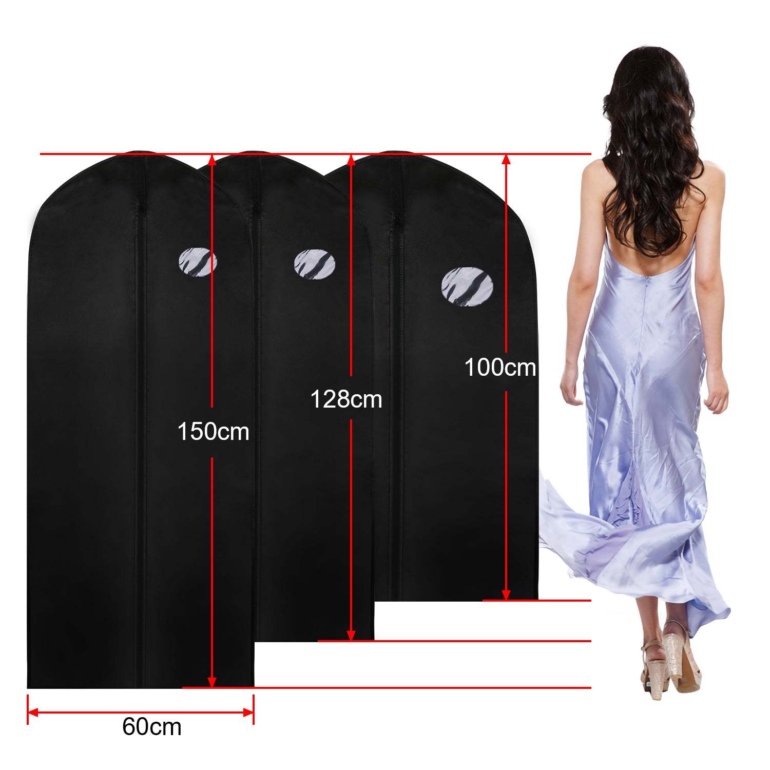 Pack of 2 garment bags suit moth protection