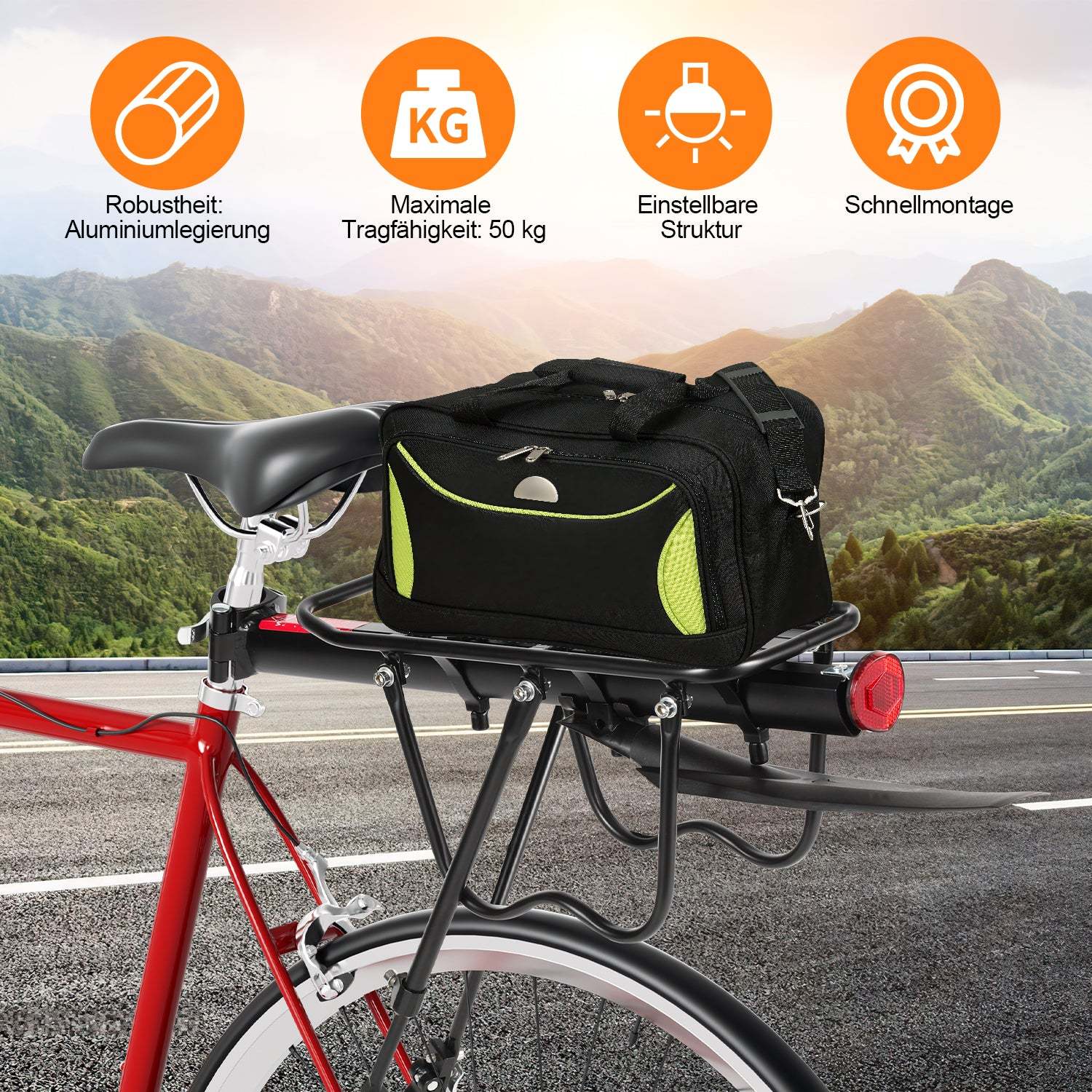 Bicycle luggage rack universal for 24-29 inches