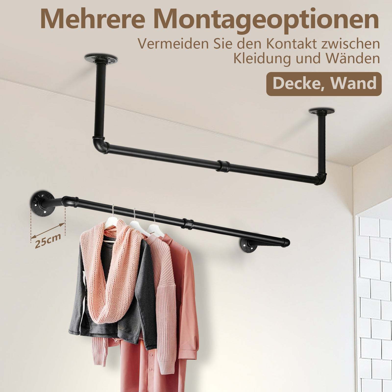 Wall mounted clothes rail 92cm