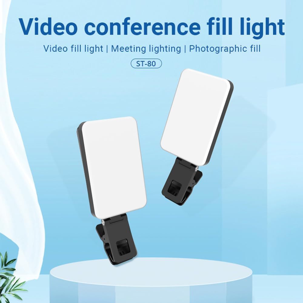 Video Light LED with Clip, Selfie Streaming Light with 80 LED Beads, 3000K-6500K, LED light with 5 Modes, 120G Portable Camera Light for Outdoor Mobile/Vlog/Photography