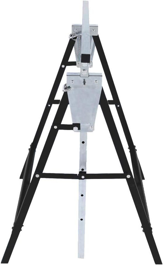 Set of 2 scaffolding trestle, height-adjustable work trestle, 7-fold 80-130 cm folding trestle, metal trestle with locking hook, support trestle, load capacity 200 kg, telescopic work trestle, black