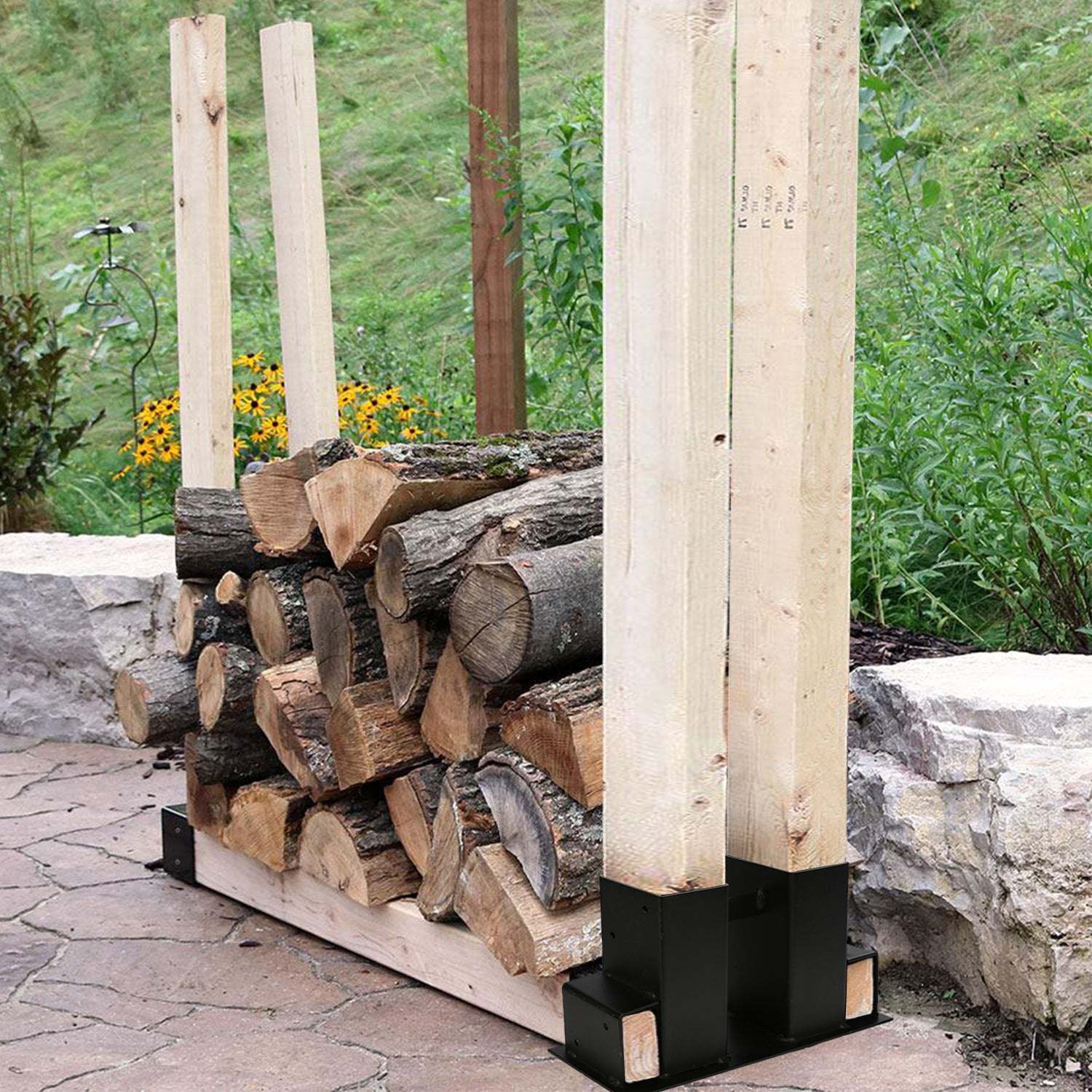 Pack of 4 wood stacking aids, outside metal
