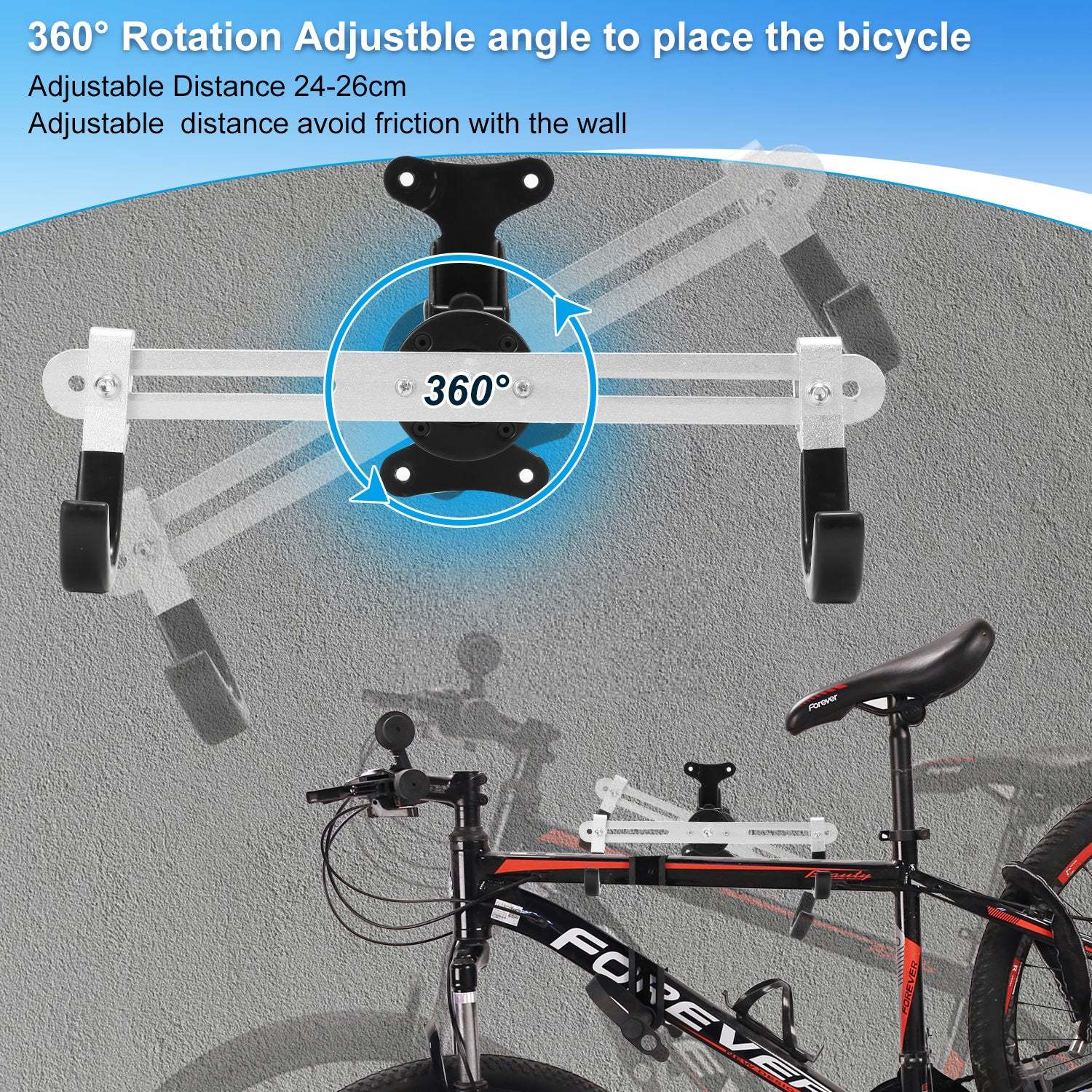 Bicycle mount wall foldable 360°