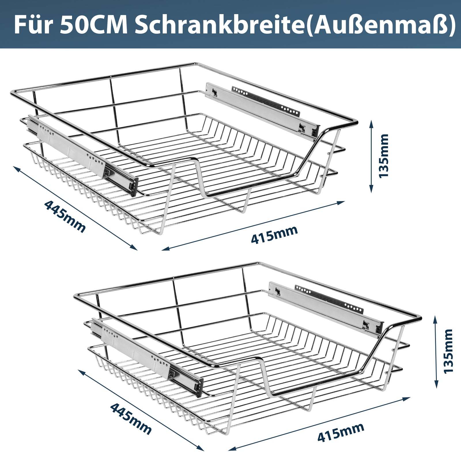 Kitchen drawer telescopic drawer metal 2 pieces