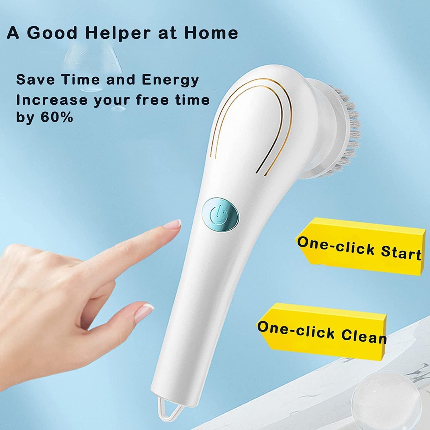 Electric Spin Scrubber Cordless Handheld Cleaning Brush with 5 Replaceable Brush Heads, USB Rechargeable 360° Power Scrubber Mop for Wall Bathtub Window Kitchen Sink Shoes