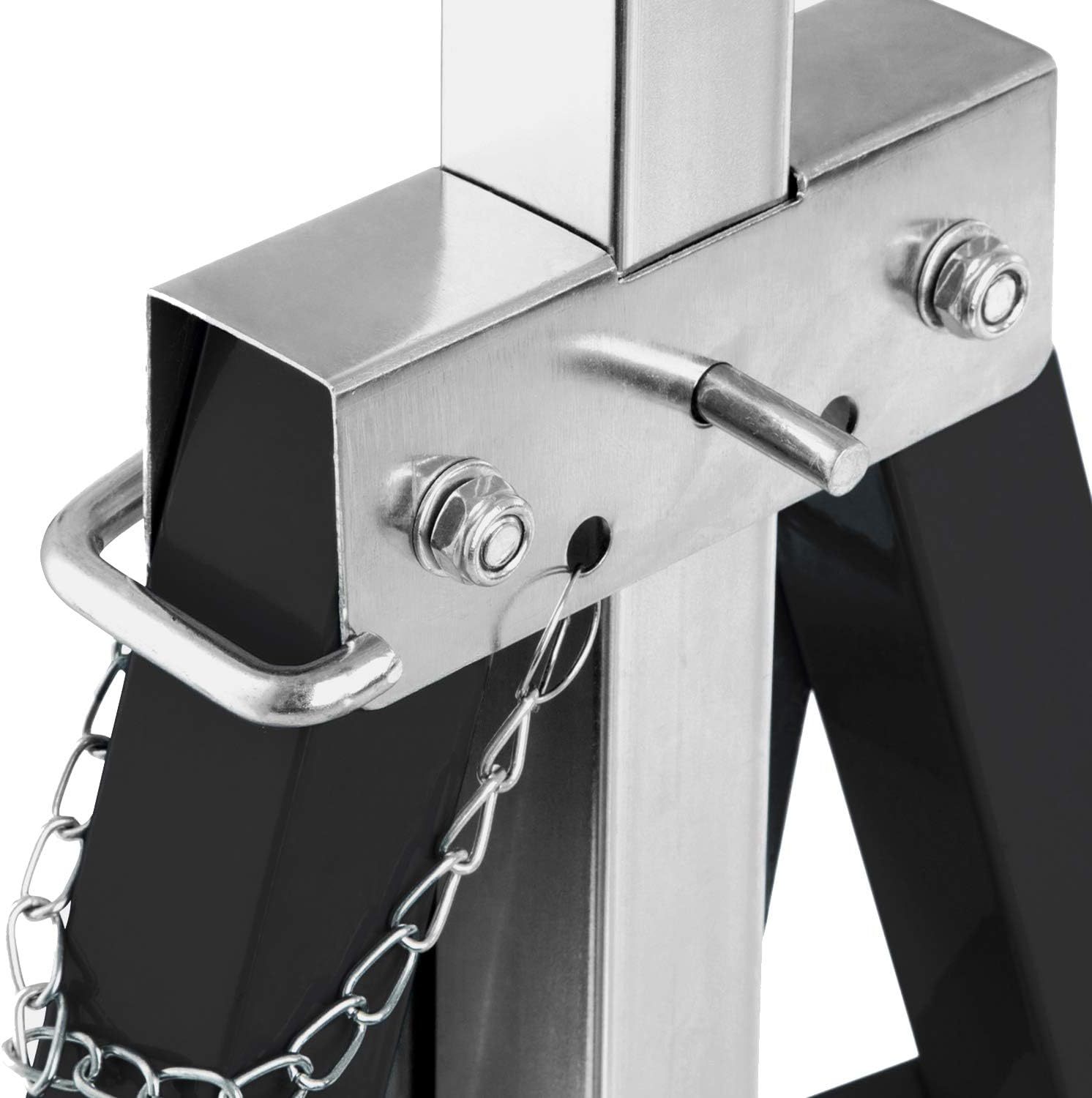 Set of 2 scaffolding trestle, height-adjustable work trestle, 7-fold 80-130 cm folding trestle, metal trestle with locking hook, support trestle, load capacity 200 kg, telescopic work trestle, black