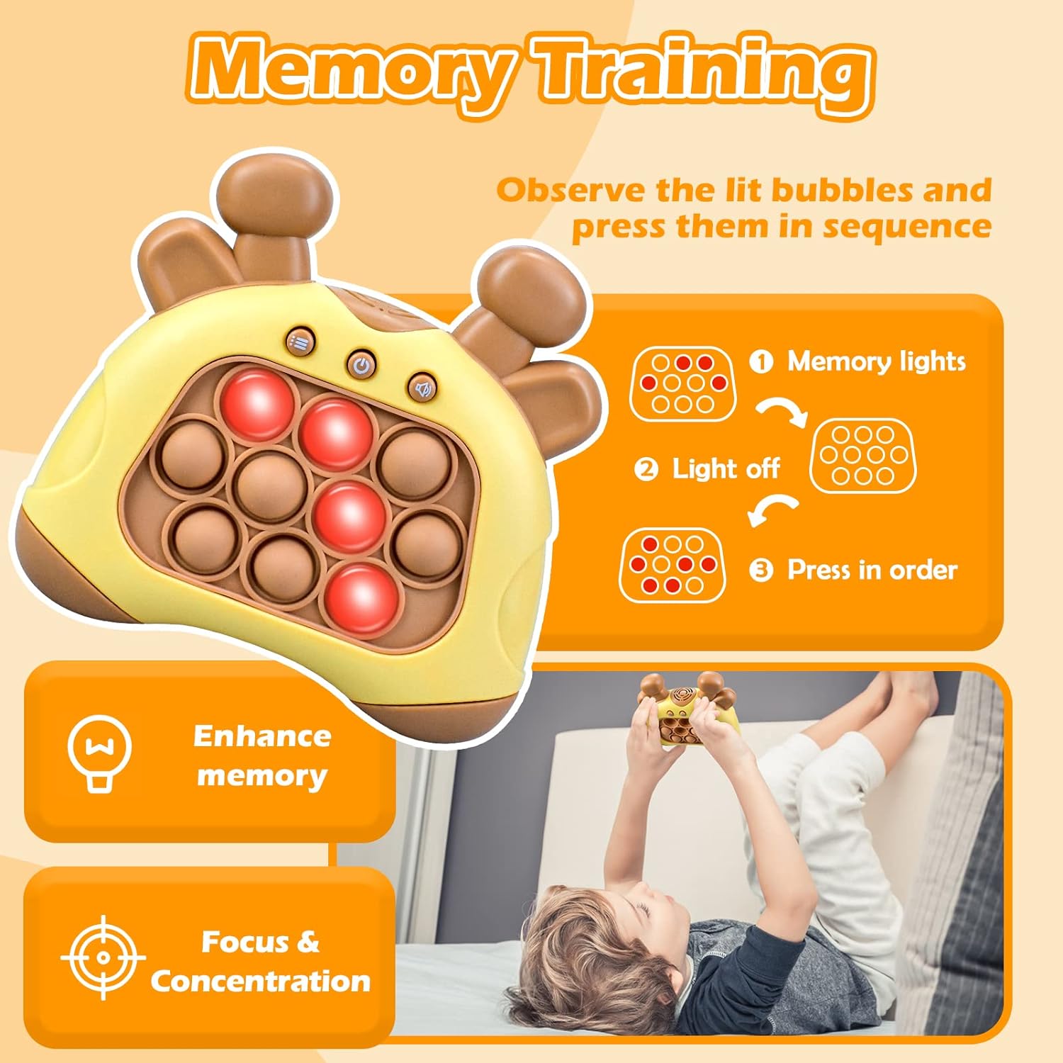 Pop it Game,Push Pops Toys,Decompression Button Puzzle Game Machine,Light Up Pattern Popping Games,Game Controller Bubble Sensory Fidget Toy,Stress Anxiety Relief Sensory Toys for Kids Adults