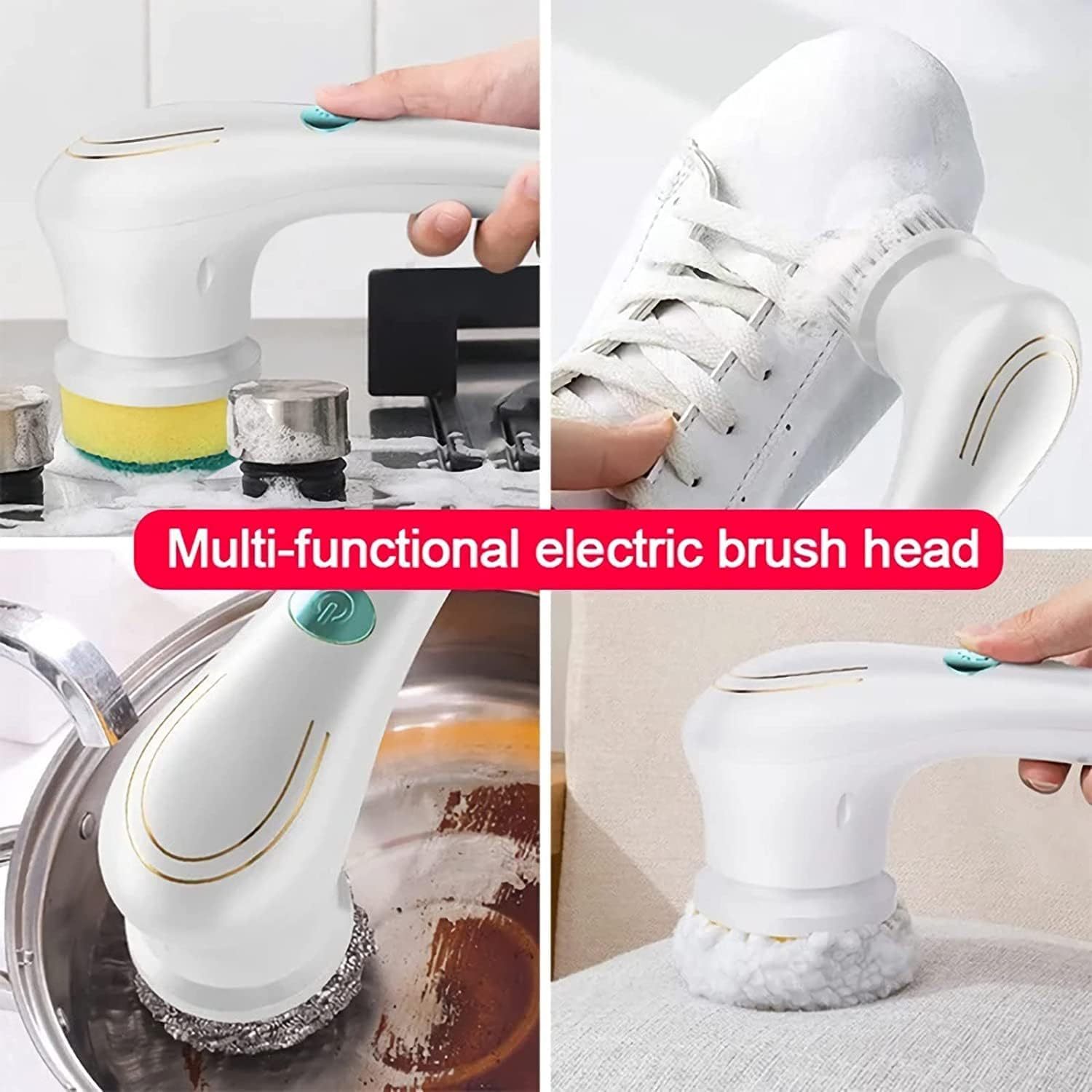 Electric Spin Scrubber Cordless Handheld Cleaning Brush with 5 Replaceable Brush Heads, USB Rechargeable 360° Power Scrubber Mop for Wall Bathtub Window Kitchen Sink Shoes