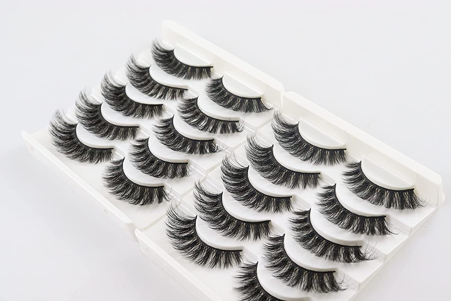 3D Faux Mink Eyelashes Reusable Soft 10 Pairs Fake Lashes Pack Waterproof False Eyelash Set for Daily Use Easy to Apply (10 Pairs-15mm)