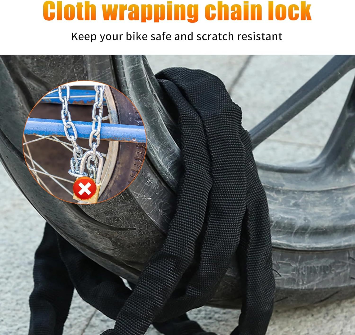 Electric Scooter Locks, Bicycle Chain Lock with 3 Keys Heavy Duty Bike Lock Security Level Very High Level 5 Bike Locks for Cycle, Motorcycle,Scooter,Mountain Bike