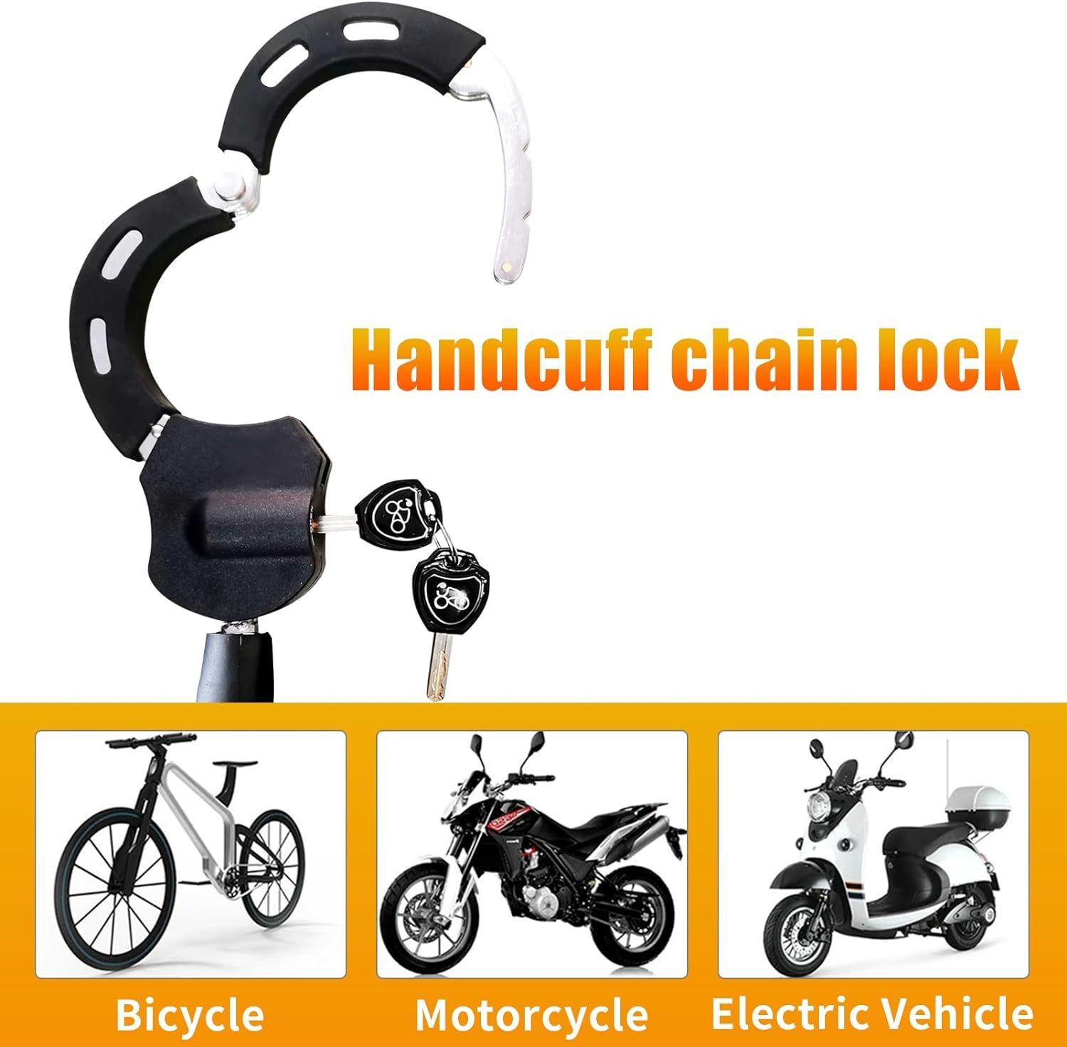 Electric Scooter Locks, Bicycle Chain Lock with 3 Keys Heavy Duty Bike Lock Security Level Very High Level 5 Bike Locks for Cycle, Motorcycle,Scooter,Mountain Bike