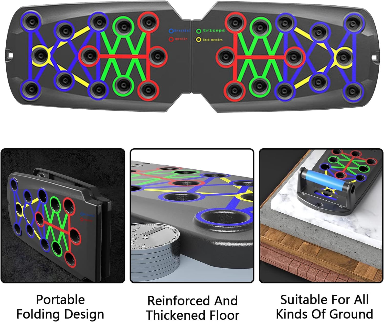 Push Up Board, Portable Multi-Function Detachable 14 in 1 Pushup Bar, Strength Training Pushup Stand with Handles for Men Women Workout Fitness Chest Muscle Exercise Professional Equipment