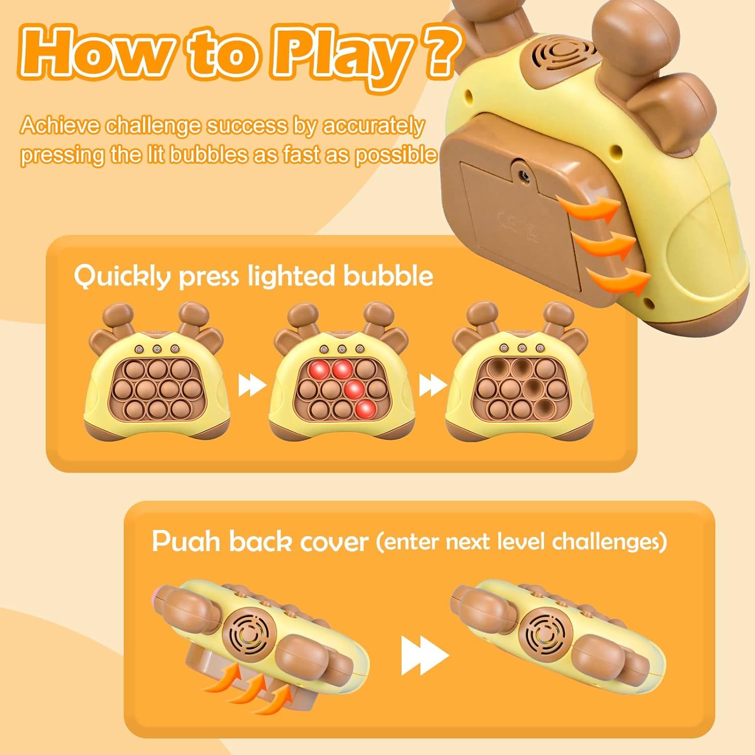 Pop it Game,Push Pops Toys,Decompression Button Puzzle Game Machine,Light Up Pattern Popping Games,Game Controller Bubble Sensory Fidget Toy,Stress Anxiety Relief Sensory Toys for Kids Adults