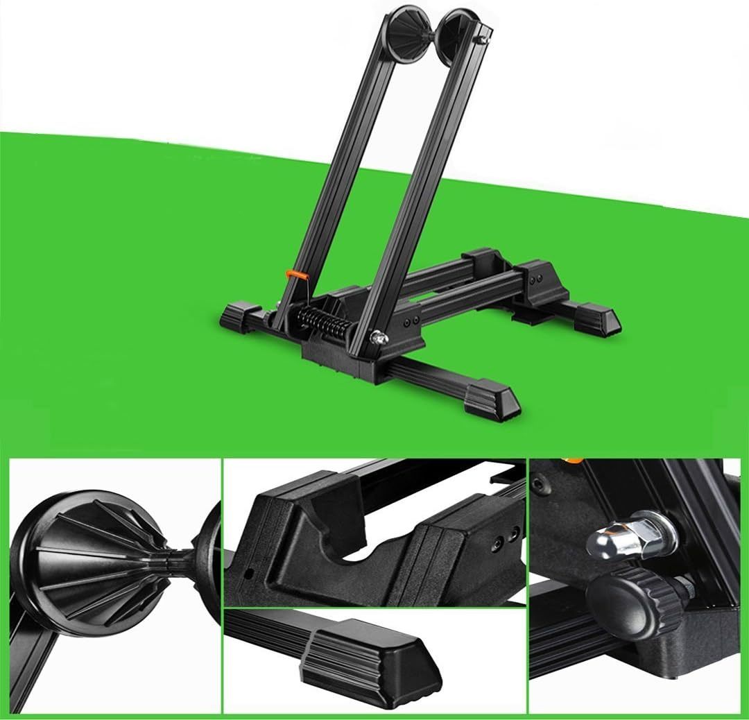 Sports Foldable Alloy Bicycle Storage Stand Bike Floor Parking Rack Wheel Holder Fit 20-29 inch Bikes Indoor Home Garage Using