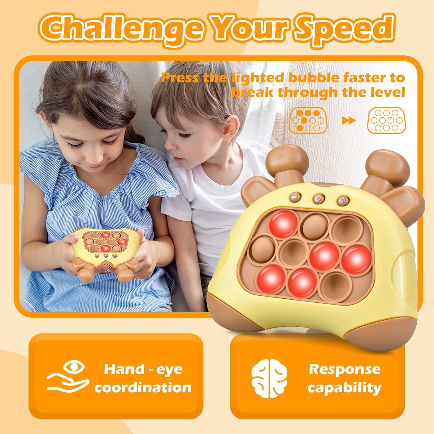 Pop it Game,Push Pops Toys,Decompression Button Puzzle Game Machine,Light Up Pattern Popping Games,Game Controller Bubble Sensory Fidget Toy,Stress Anxiety Relief Sensory Toys for Kids Adults