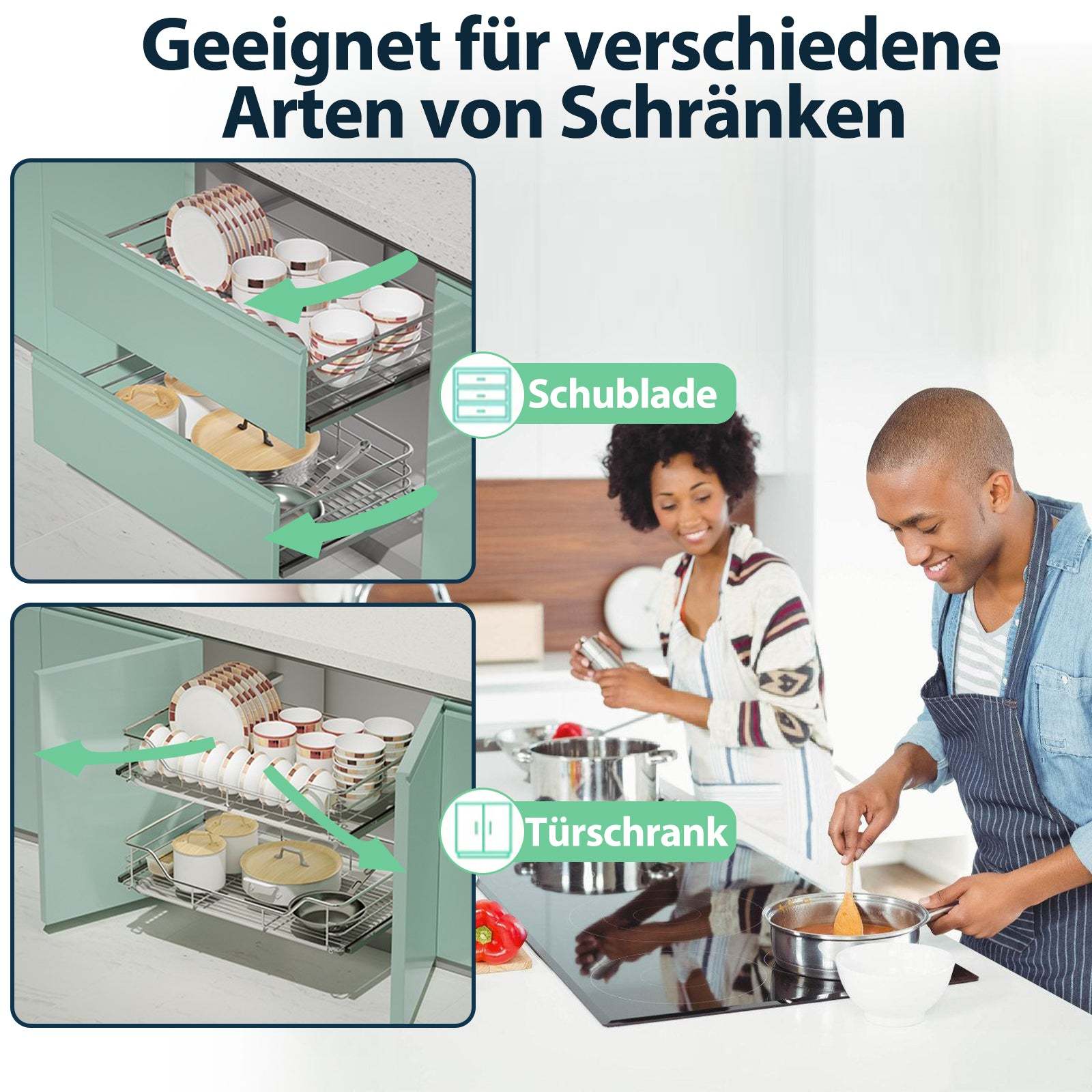 Kitchen drawer telescopic drawer metal 2 pieces