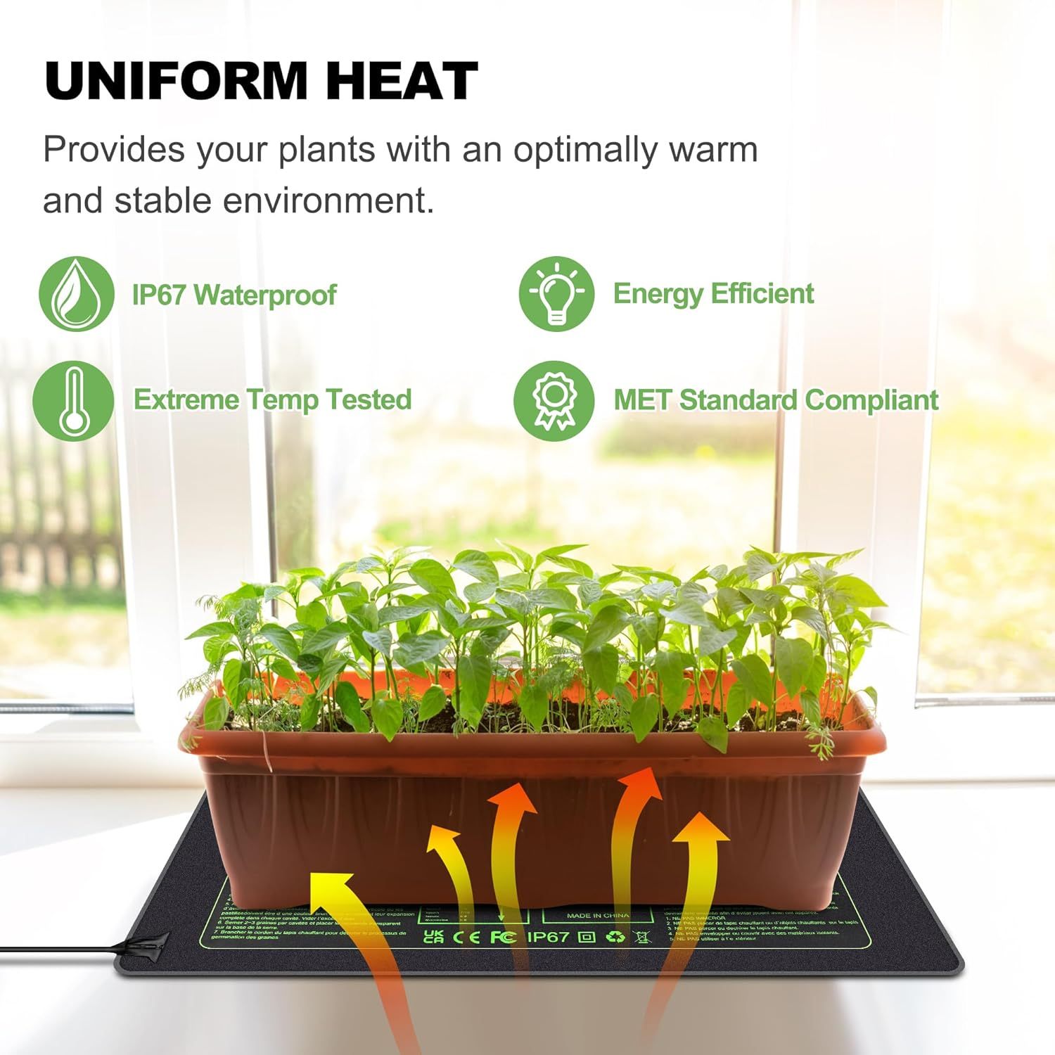 Heat Mat for Plants,Waterproof Seedling Heat Mat with Thermostat 10.63”*21.26” Germination Heated Propagator Warming Mat for Indoor Gardening Greenhouse