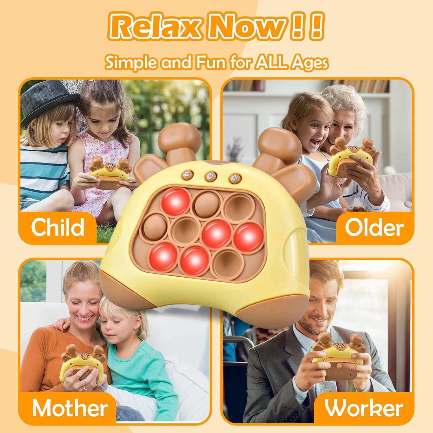 Pop it Game,Push Pops Toys,Decompression Button Puzzle Game Machine,Light Up Pattern Popping Games,Game Controller Bubble Sensory Fidget Toy,Stress Anxiety Relief Sensory Toys for Kids Adults